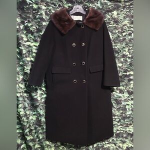 VTG Lord & Taylor Wool Coat Mink Collar S/M
